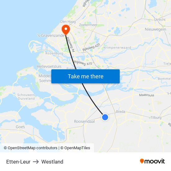 Etten-Leur to Westland map