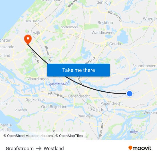 Graafstroom to Westland map