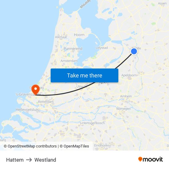 Hattem to Westland map