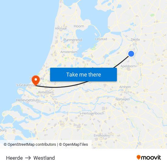 Heerde to Westland map