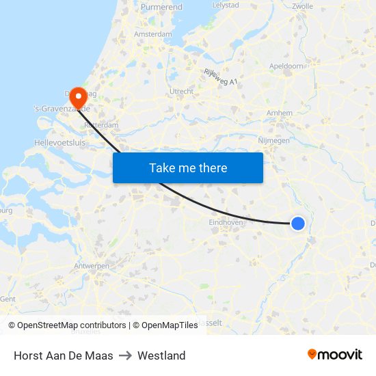 Horst Aan De Maas to Westland map