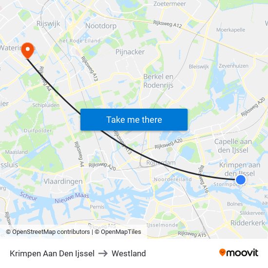 Krimpen Aan Den Ijssel to Westland map