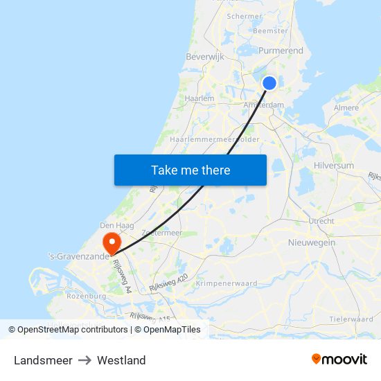 Landsmeer to Westland map