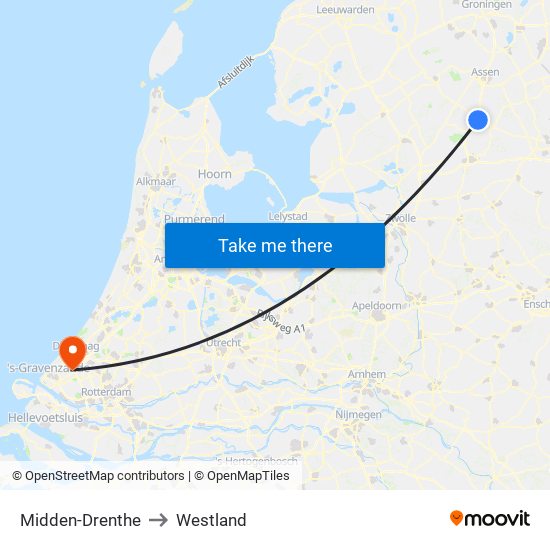 Midden-Drenthe to Westland map