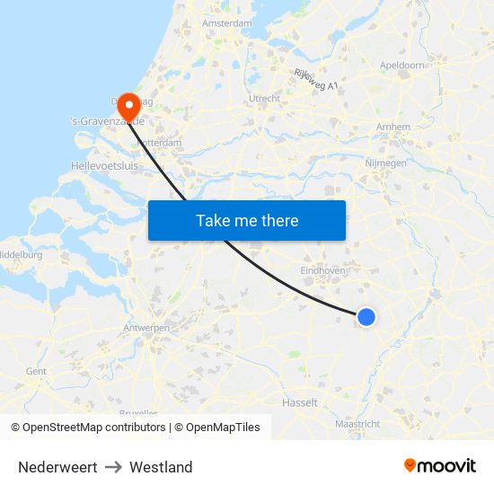 Nederweert to Westland map