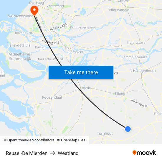 Reusel-De Mierden to Westland map