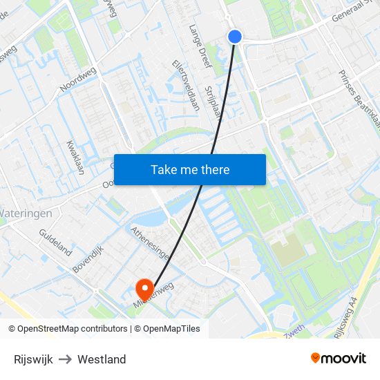 Rijswijk to Westland map