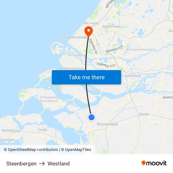 Steenbergen to Westland map