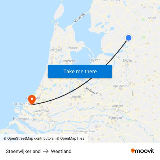 Steenwijkerland to Westland map