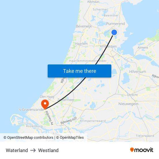 Waterland to Westland map