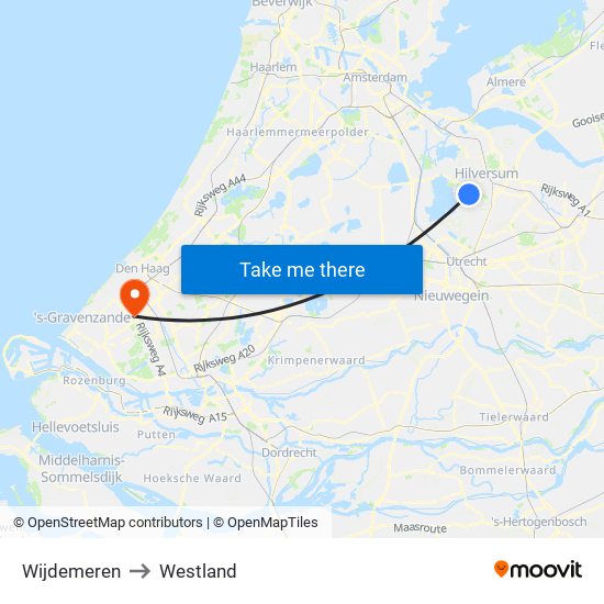 Wijdemeren to Westland map