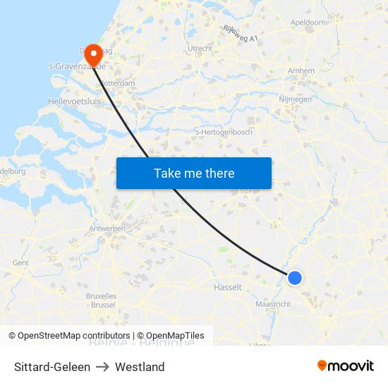 Sittard-Geleen to Westland map