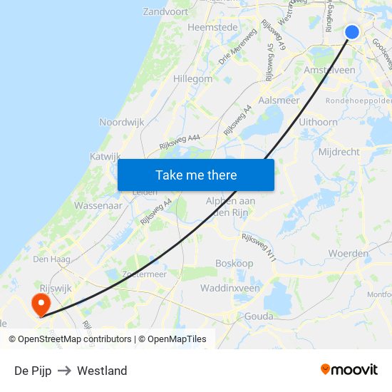 De Pijp to Westland map