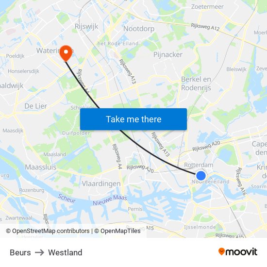 Beurs to Westland map