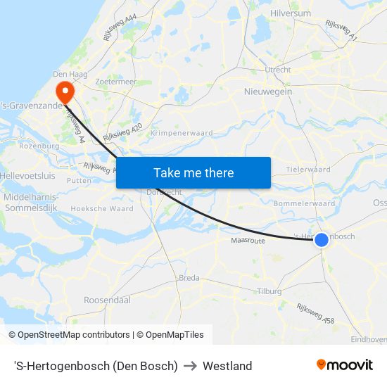 'S-Hertogenbosch (Den Bosch) to Westland map