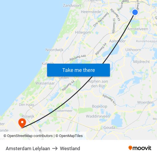 Amsterdam Lelylaan to Westland map