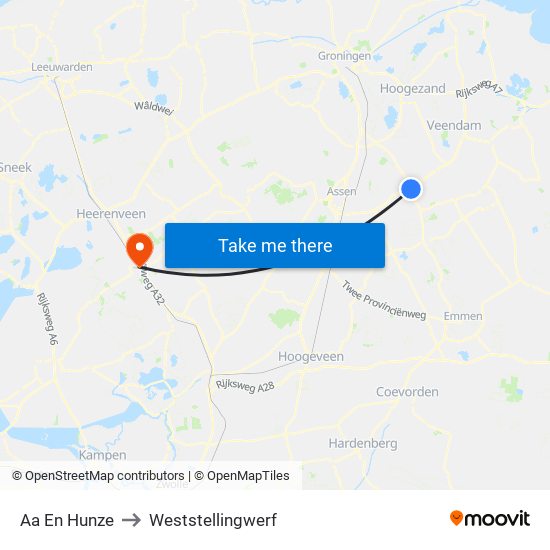 Aa En Hunze to Weststellingwerf map