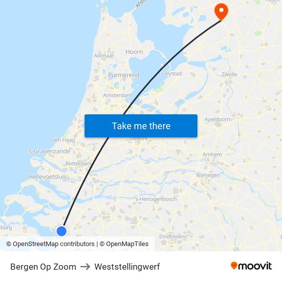 Bergen Op Zoom to Weststellingwerf map