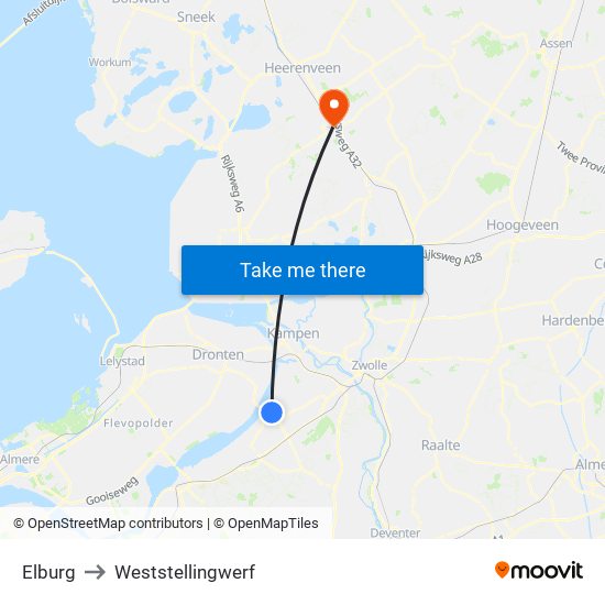 Elburg to Weststellingwerf map
