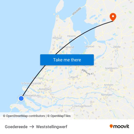 Goedereede to Weststellingwerf map