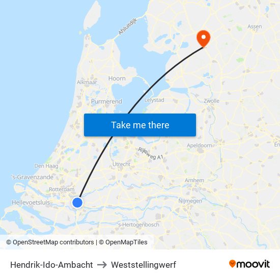 Hendrik-Ido-Ambacht to Weststellingwerf map