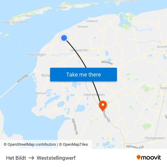 Het Bildt to Weststellingwerf map