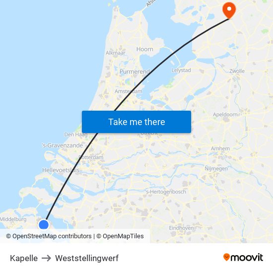 Kapelle to Weststellingwerf map