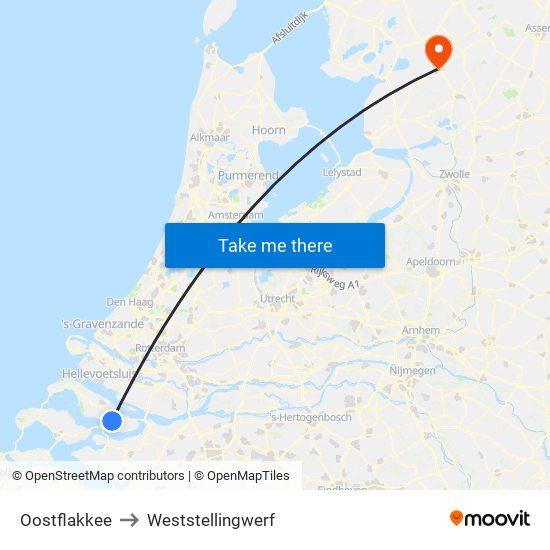 Oostflakkee to Weststellingwerf map