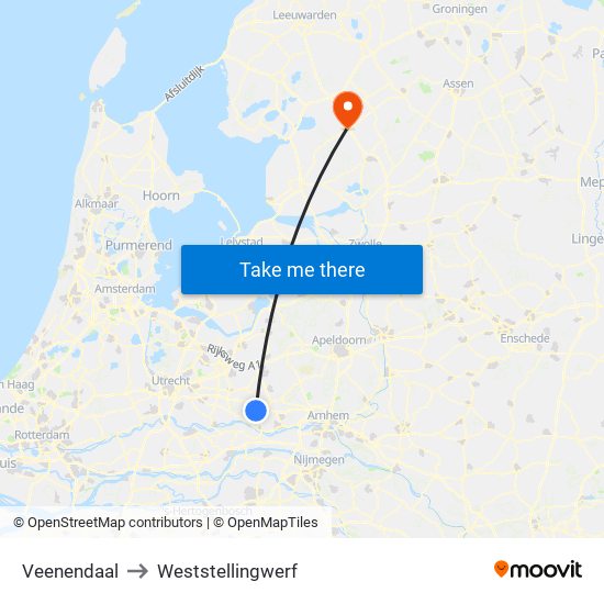 Veenendaal to Weststellingwerf map