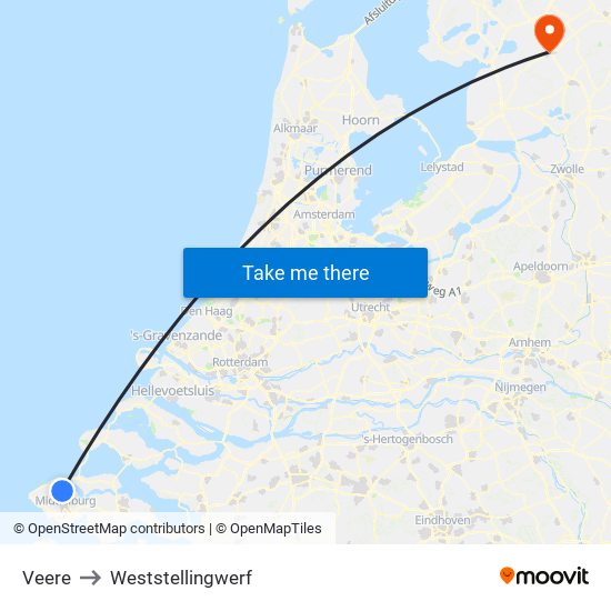 Veere to Weststellingwerf map