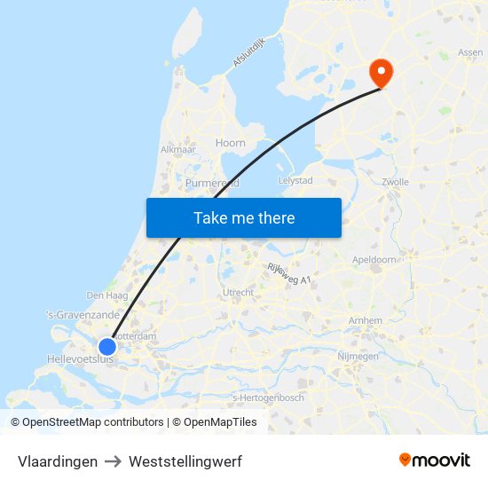 Vlaardingen to Weststellingwerf map