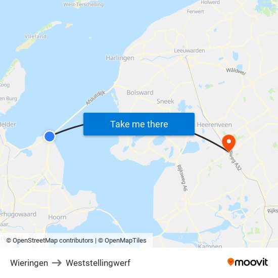 Wieringen to Weststellingwerf map