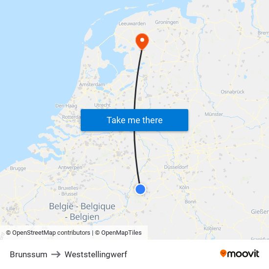 Brunssum to Weststellingwerf map