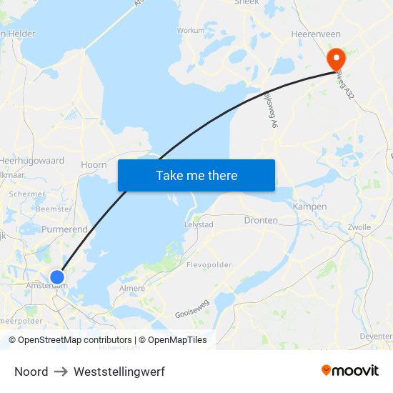 Noord to Weststellingwerf map