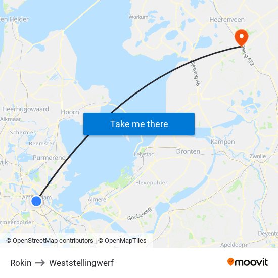 Rokin to Weststellingwerf map