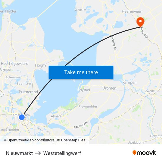 Nieuwmarkt to Weststellingwerf map