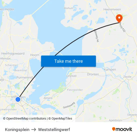 Koningsplein to Weststellingwerf map