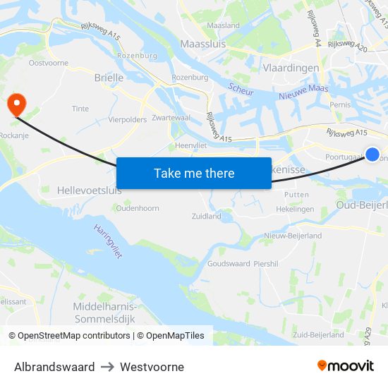 Albrandswaard to Westvoorne map