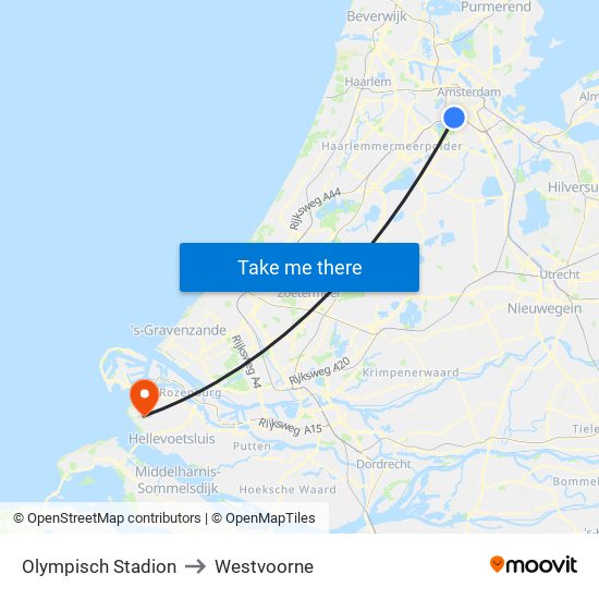 Olympisch Stadion to Westvoorne map