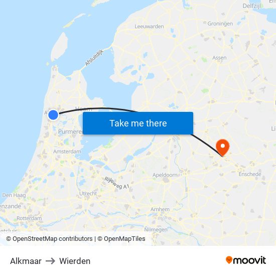 Alkmaar to Wierden map