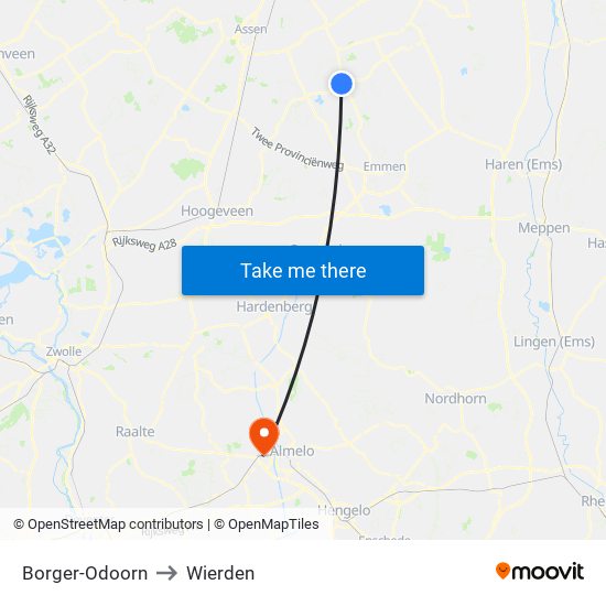 Borger-Odoorn to Wierden map