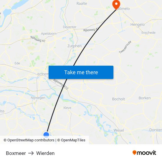 Boxmeer to Wierden map
