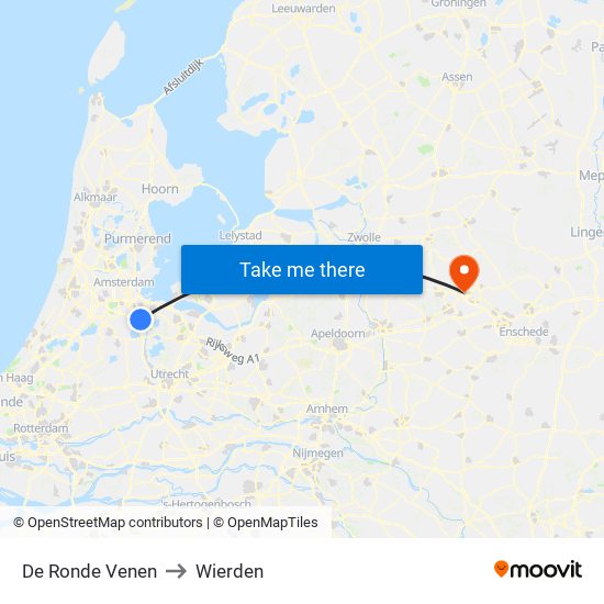 De Ronde Venen to Wierden map