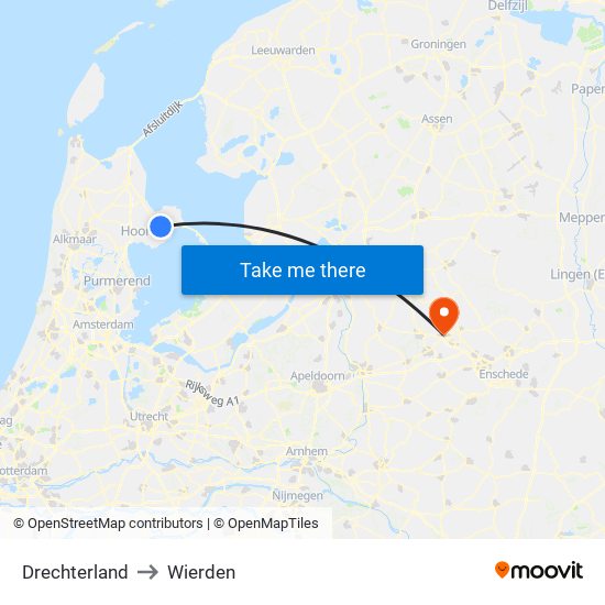 Drechterland to Wierden map