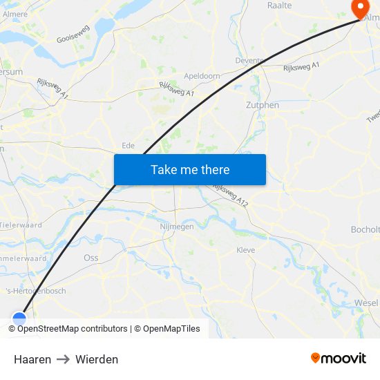 Haaren to Wierden map