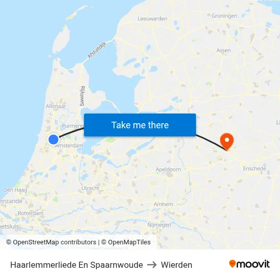Haarlemmerliede En Spaarnwoude to Wierden map