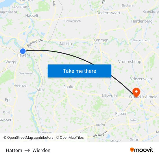 Hattem to Wierden map