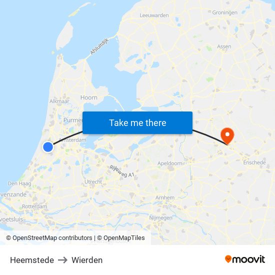 Heemstede to Wierden map