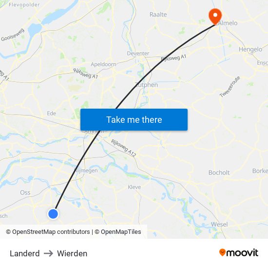 Landerd to Wierden map