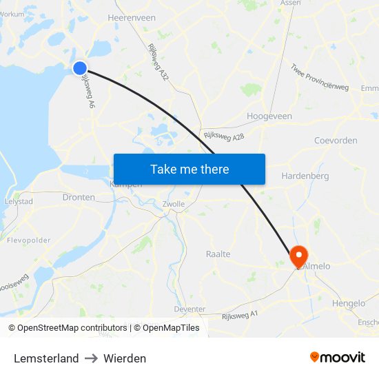 Lemsterland to Wierden map